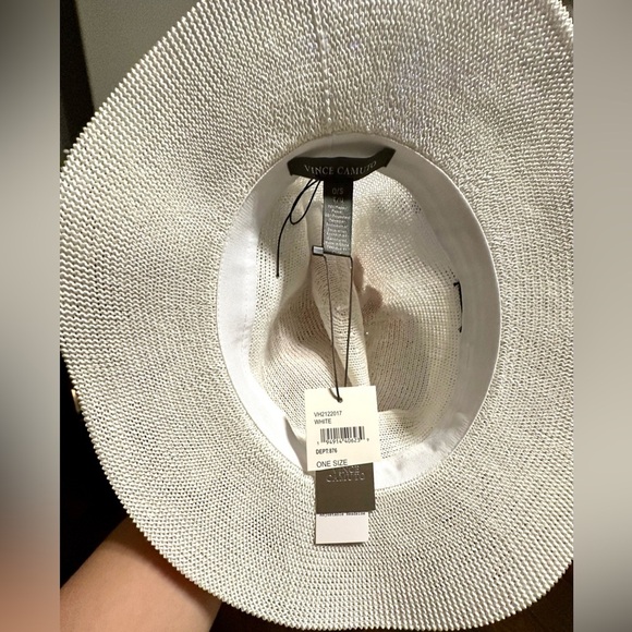 ‼️RARE‼️?VINCE CAMUTO??NWT?Double Buckle Straw Panama Hat in White/Turquoise main image 16